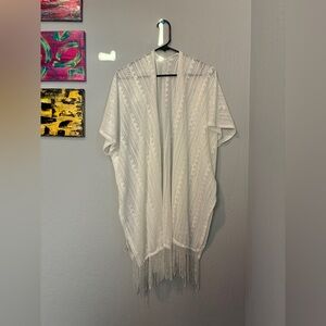 White Fringe Kimono Cardigan